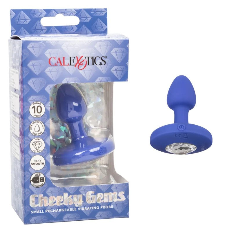 Calexotics–CheekyGemsRechargeableVibratingGemPlug–Small(Blue)