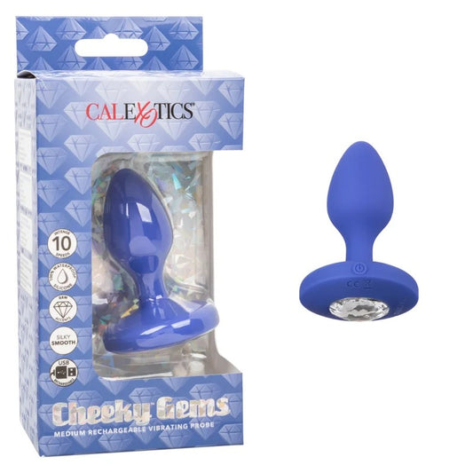 Calexotics–CheekyGemsRechargeableVibratingGemPlug–Medium(Blue)