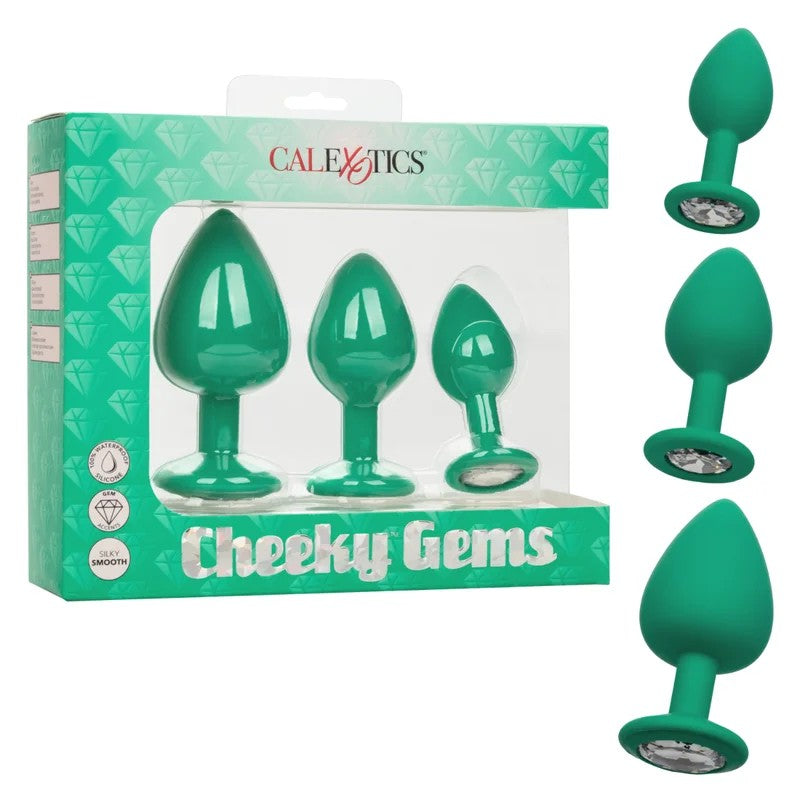 Calexotics–CheekyGemsSiliconeGemButtPlugTrio(Green)