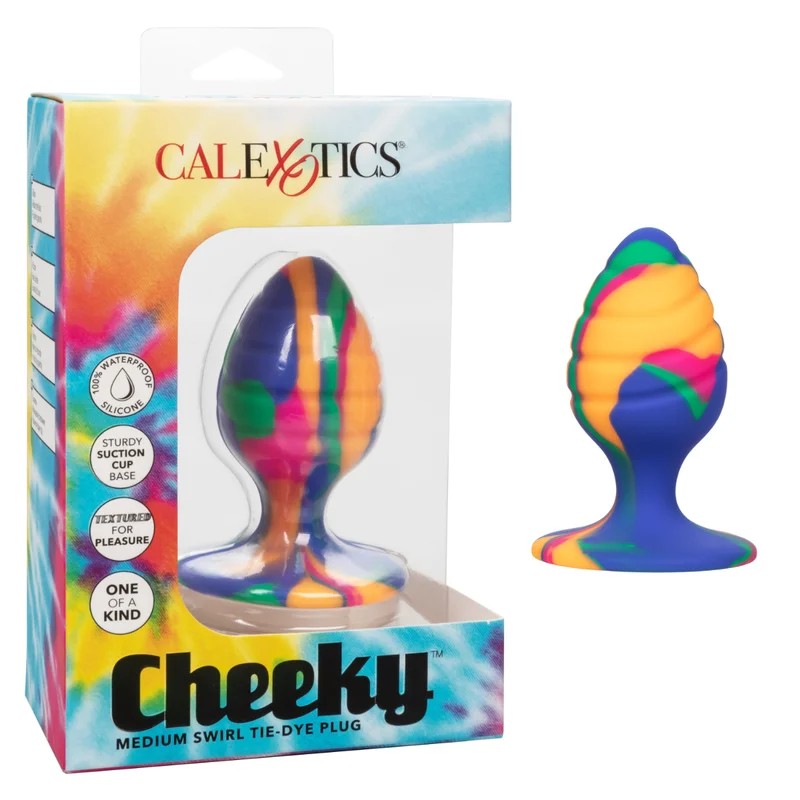 Calexotics–CheekySwirlTie-DyeSiliconeAnalPlug–Medium(Multicoloured)