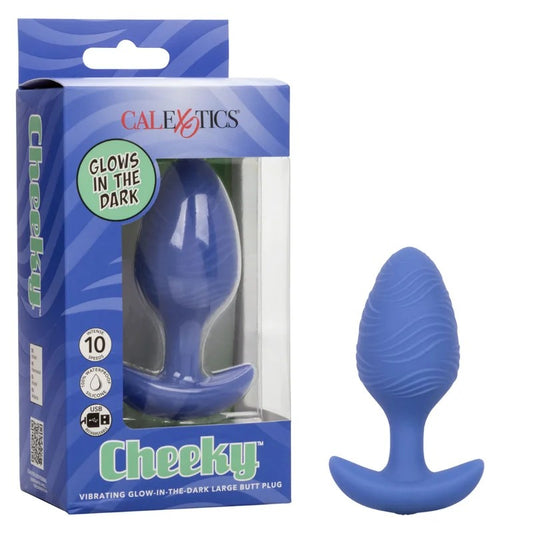 Calexotics–CheekyVibratingGlow-In-The-DarkLargeButtPlug(Purple)