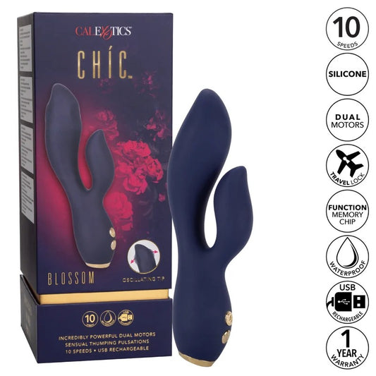 Calexotics–Chic“Blossom”RechargeableRabbitwithOscillatingTip(Navy)