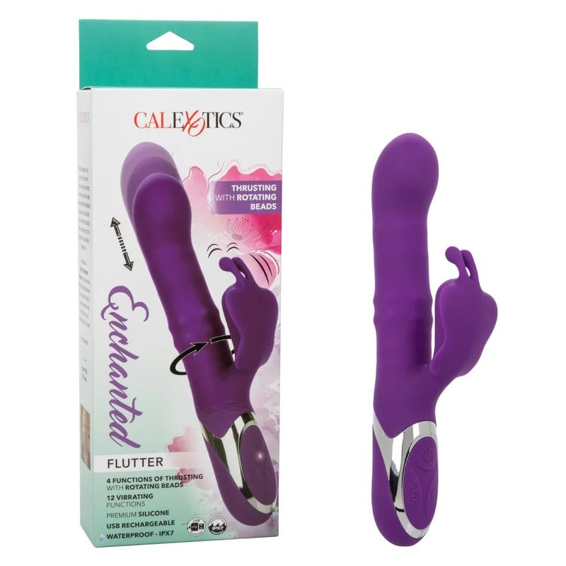 Calexotics–Enchanted“Flutter”ThrustingWithRotatingBeadsRabbitVibrator(Purple)