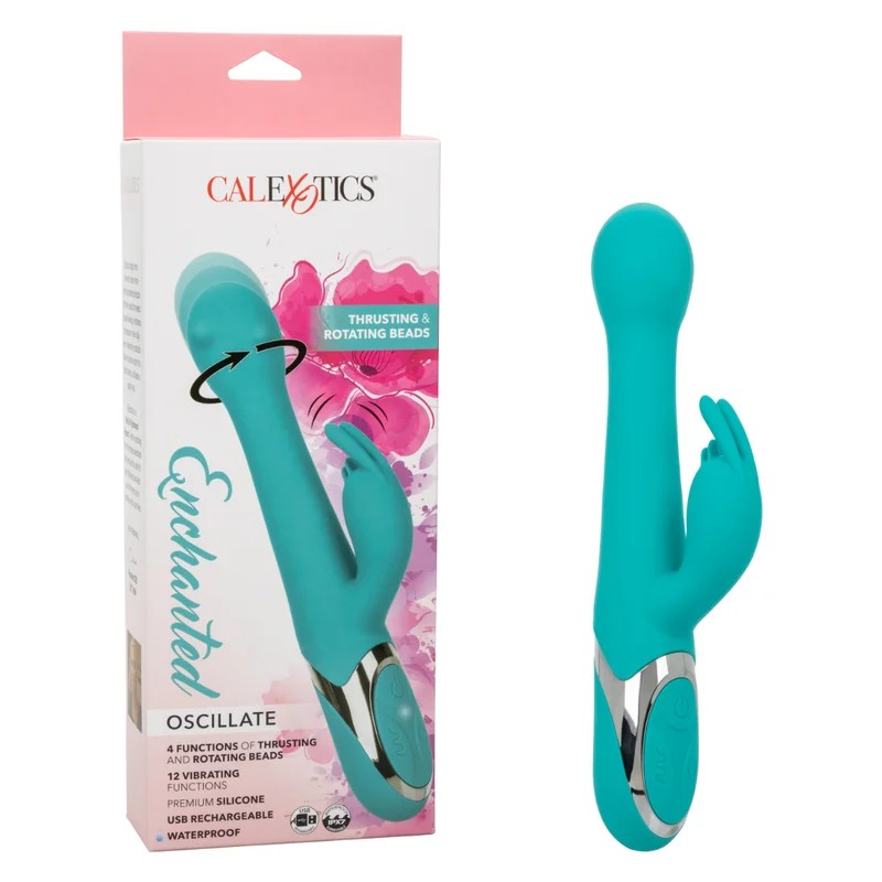 Calexotics–Enchanted“Oscillate”Thrusting&RotatingBeadsRabbitVibrator(Green)