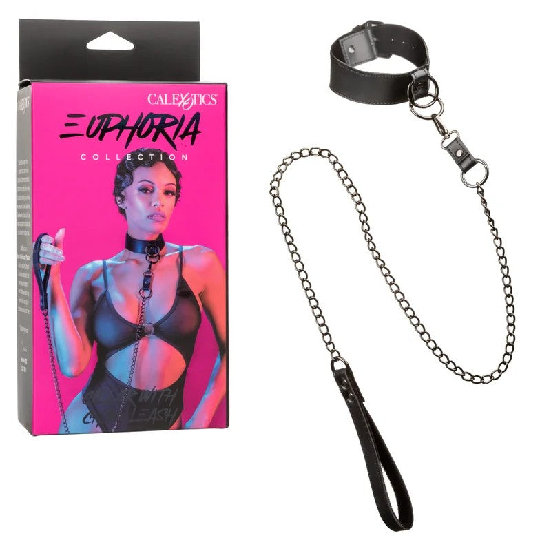 Calexotics–EuphoriaCollectionCollarWithChainLeash(Black)