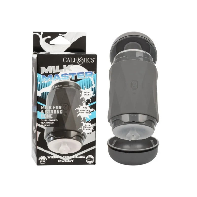 Calexotics–MilkMasterVibroSqueezePussy–(Black/Clear)