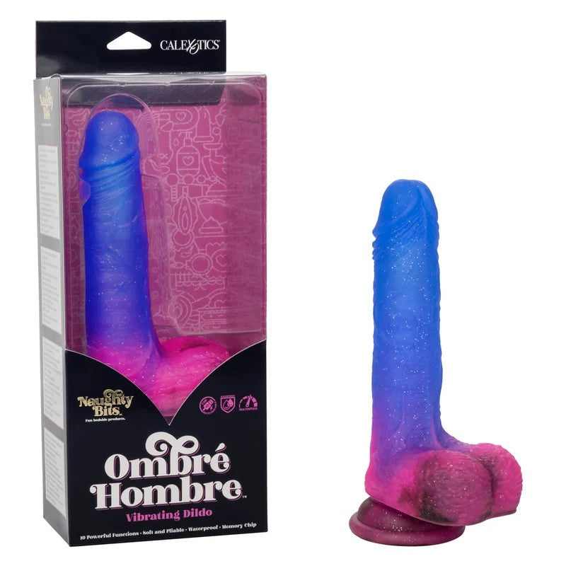 Calexotics–NaughtyBitsOmbreHombreVibratingDildo(Purple/Pink)