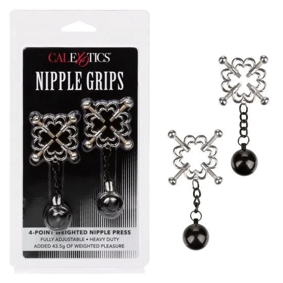 Calexotics–NippleGrips4-PointWeightedNipplePress(Silver/Black)