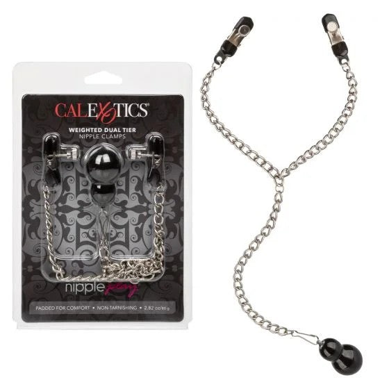 Calexotics–NipplePlayWeightedDualTierNippleClamps(Black/Silver)