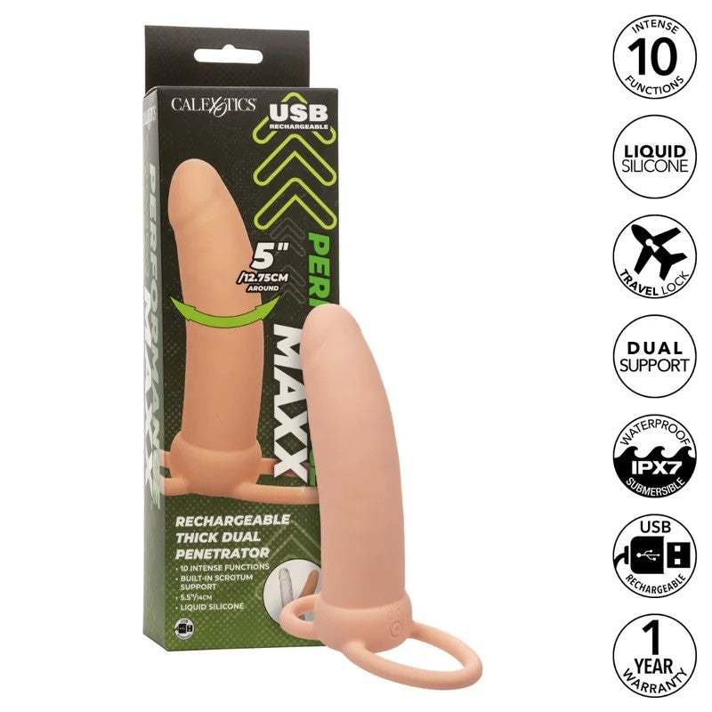 Calexotics–PerformanceMaxx5″RechargeableThickDualPenetrator(LightFlesh)