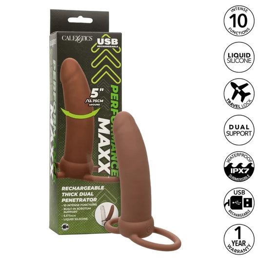 Calexotics–PerformanceMaxx5″RechargeableThickDualPenetrator(DarkFlesh)