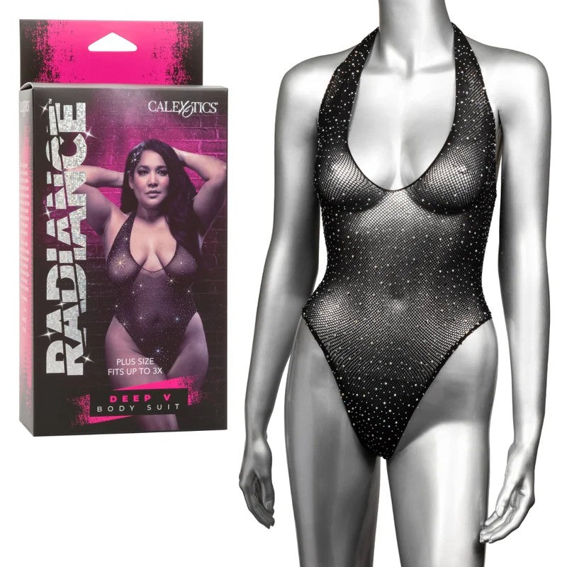 Calexotics–RadianceDeepVBodySuit–PlusSize(SparklyBlack)