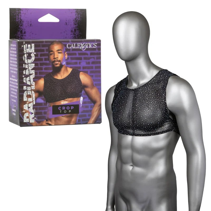 Calexotics–RadianceMaleRhinestoneCropTop–OS(Black)