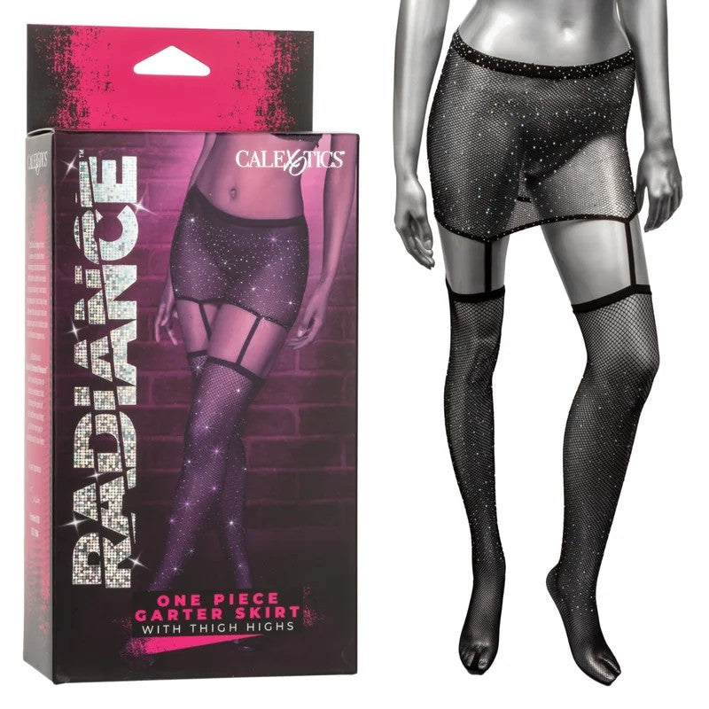 Calexotics–RadianceOnePieceGarterSkirtwithThighHighs–OSFM(SparklyBlack)