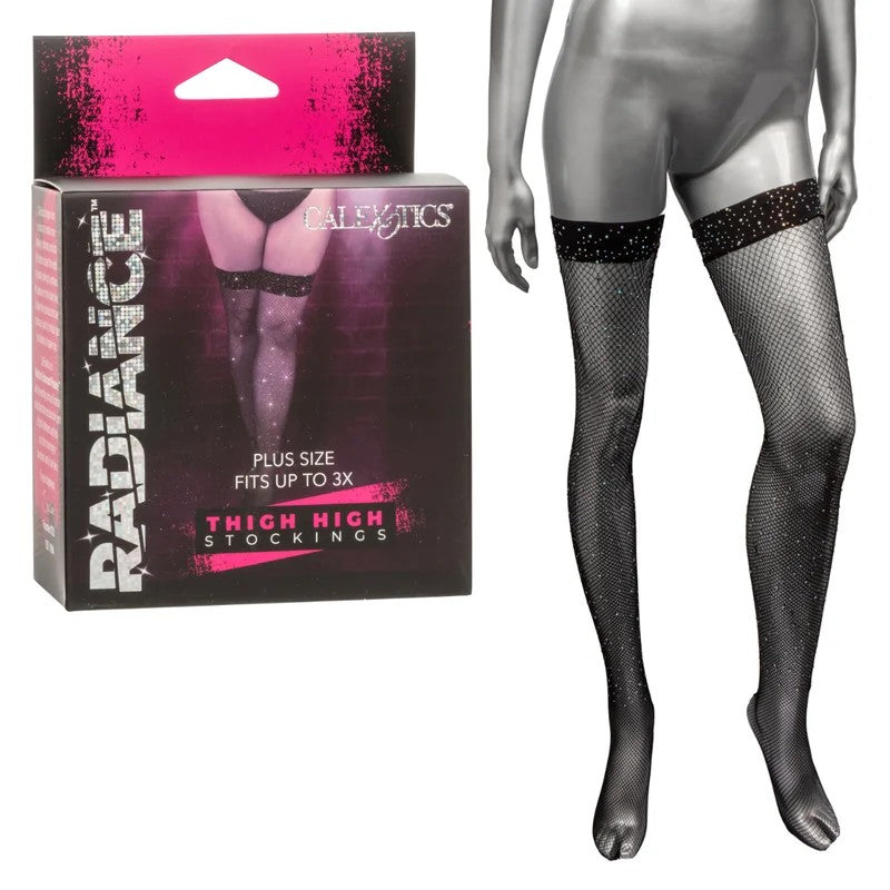 Calexotics–RadiancePlusSizeThighHighStockings–1X-3X(SparklyBlack)
