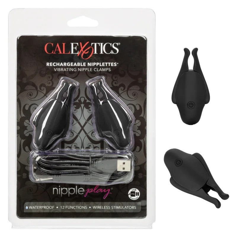Calexotics–RechargeableNipplettesVibratingNippleClamps(Black)
