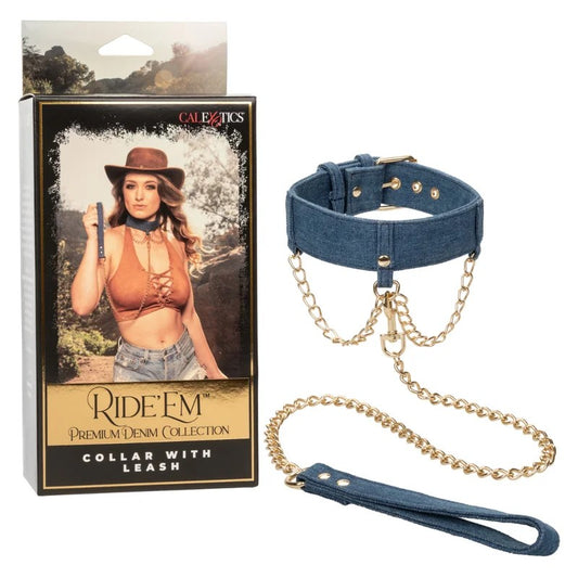 Calexotics–Ride‘EmCollarWithLeash(Denim)