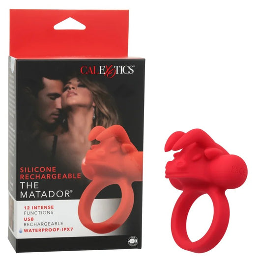 Calexotics–SiliconeRechargeableTheMatadorVibratingCockRing(Red)