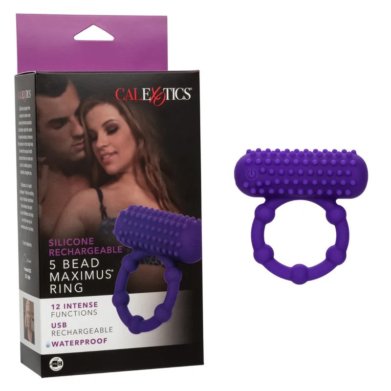 Calexotics–SiliconeVibrating5BeadMaximusRing(Purple)