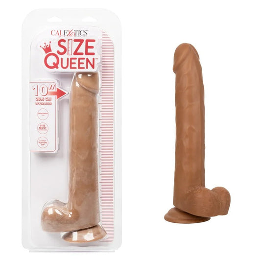 Calexotics–SizeQueen10″DongwithBalls(BrownFlesh)