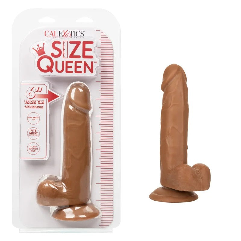 Calexotics–SizeQueen6″DongwithBalls(BrownFlesh)
