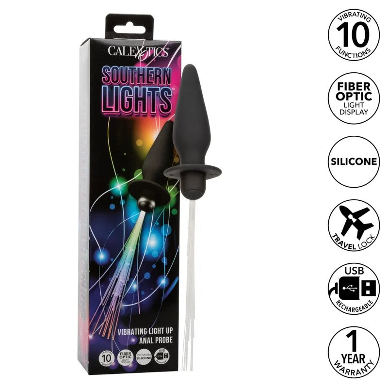 Calexotics–SouthernLightsFibreOpticVibratingLightUpAnalProbe(Black)