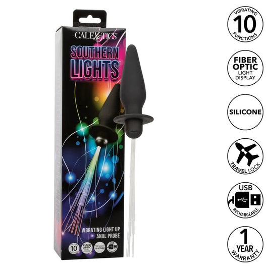 Calexotics–SouthernLightsFibreOpticVibratingLightUpAnalProbe(Black)