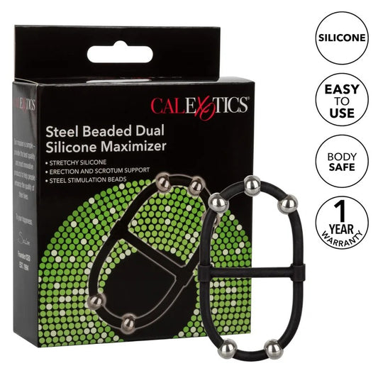 Calexotics–SteelBeadedDualSiliconeMaximizerRing