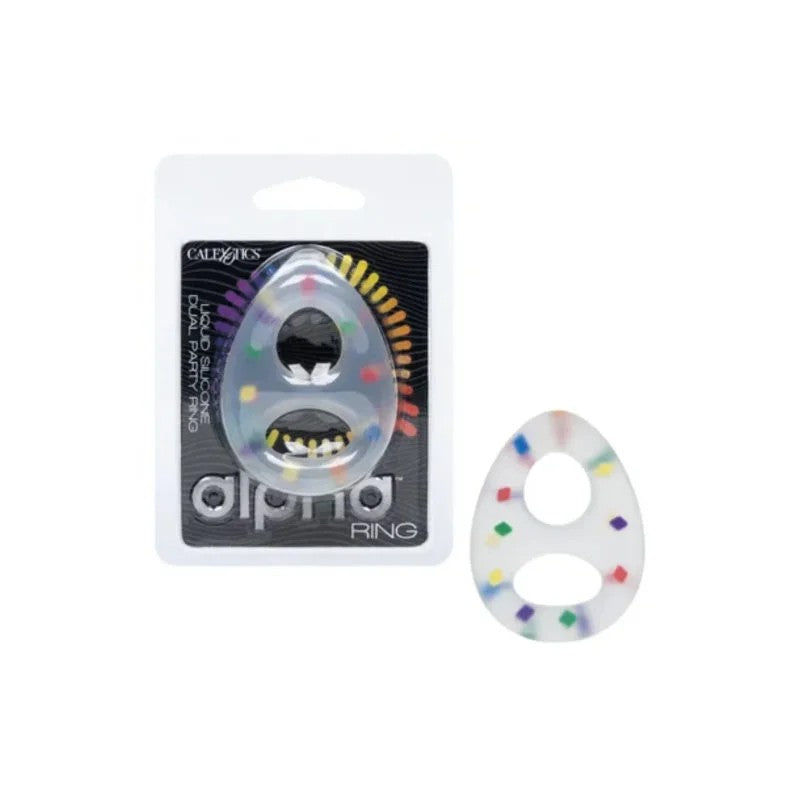 CalexoticsAlpha™–LiquidSiliconeDualPartyCockRing–(Multicolour)