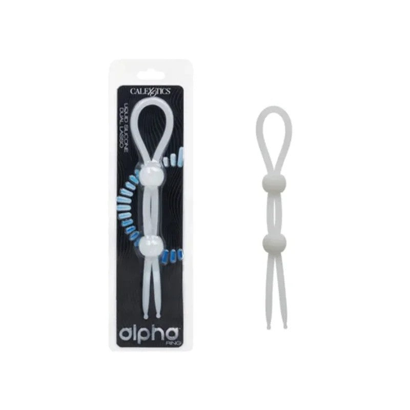 CalexoticsAlpha™–LiquidSiliconeDualLassoAdjustableCockRing–(Natural)