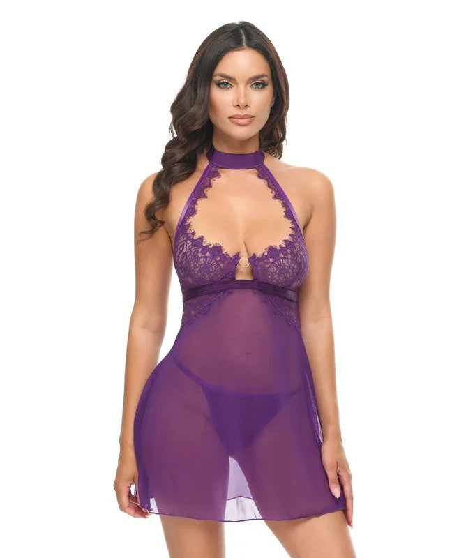 KennedyLaceandMeshBabydollw/G-String2pcSet–PurpleLG