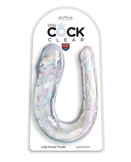KingCockClearLargeDoubleTroubleDildo–Clear