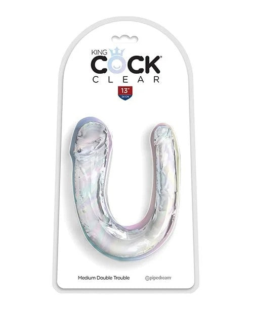 KingCockClearMediumDoubleTroubleDildo–Clear