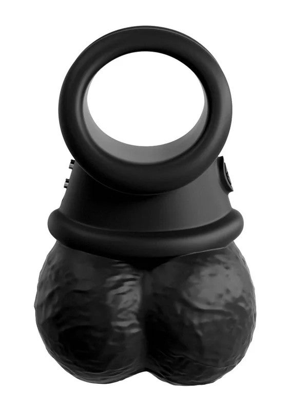 KingCockEliteCrownJewelsVibratingRechargeableSiliconeBallsandCockring