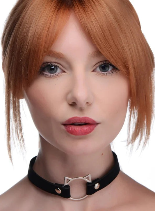 KinkyKittyRingSlimChoker–Black