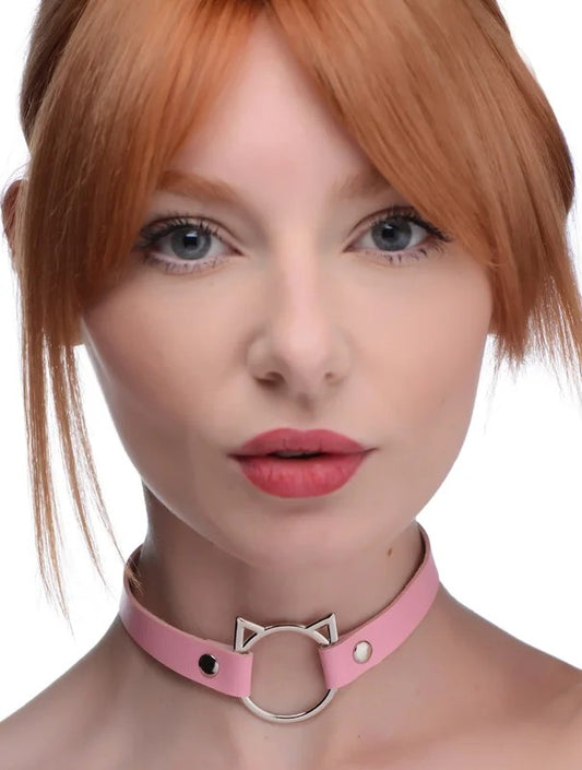 KinkyKittyRingSlimChoker–Pink
