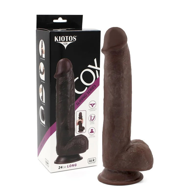 KiotosCox–Cox03SlidingSkin9.5″DongwithBalls(DarkFlesh)