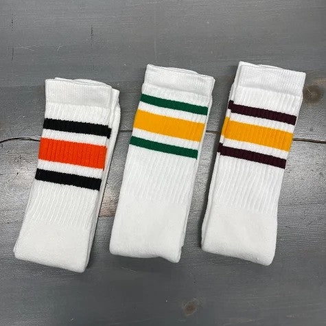 KneeHighDualColor3-StripeTubeSocks–White