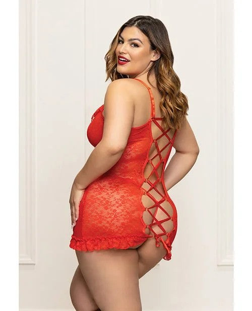 LaceChemisew/RuffleTrim&G-String–RedQN