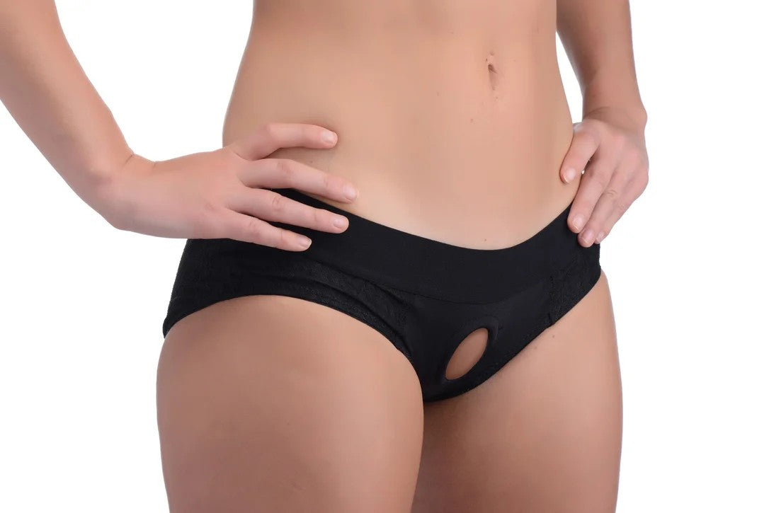 LaceEnvyBlackCrotchlessPantyHarness–L-XL