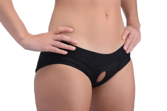 LaceEnvyBlackCrotchlessPantyHarness–L-XL