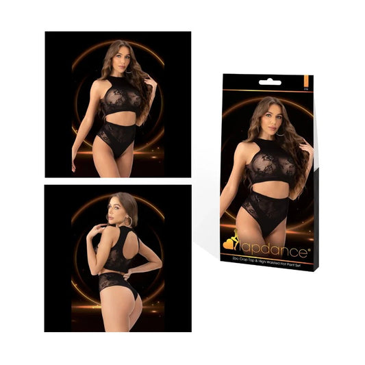 LAPDANCE–2pcCropTop&HighWaistedHotPant–(Black)–(OneSize)