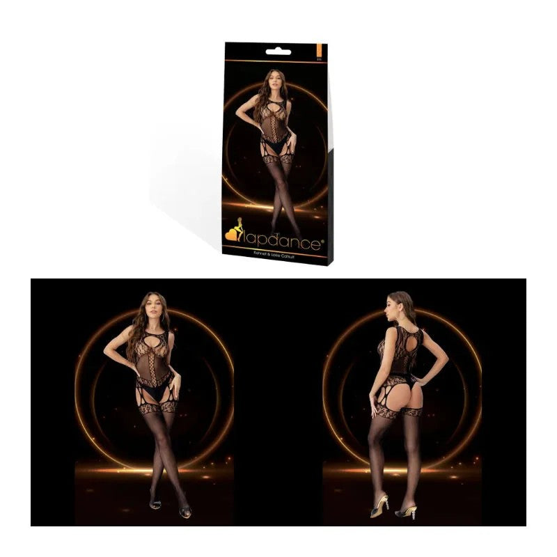 LAPDANCE–Fishnet&LaceCatsuit–(OneSize)(Black)