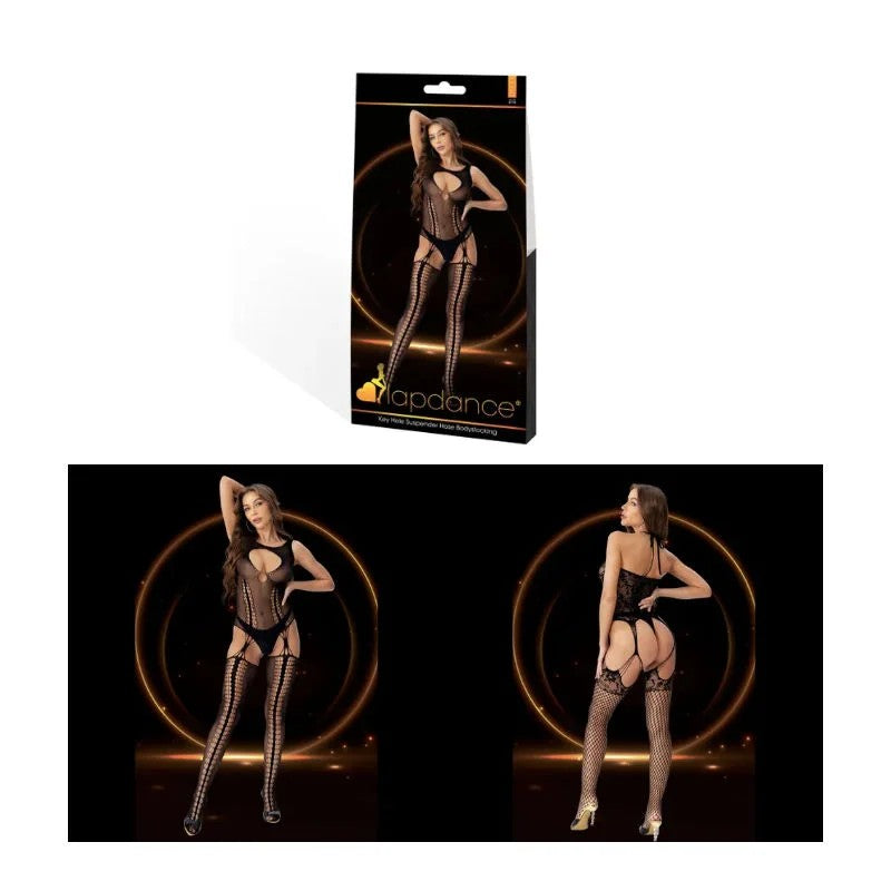 LAPDANCE–KeyHoleSuspenderHoseBodystocking–(OneSize)(Black)