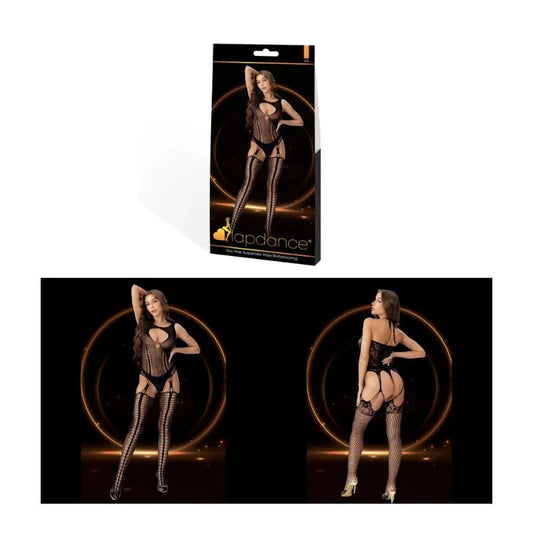 LAPDANCE–KeyHoleSuspenderHoseBodystocking–(OneSize)(Black)