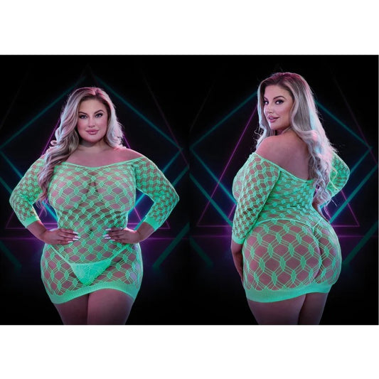 Lapdance–LongSleeveGlowInDarkDressWithPasties–Queen(Green)