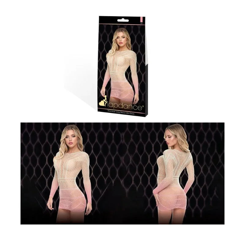 LAPDANCE–PinkDuskLongSleeveMiniDress–(OneSize)