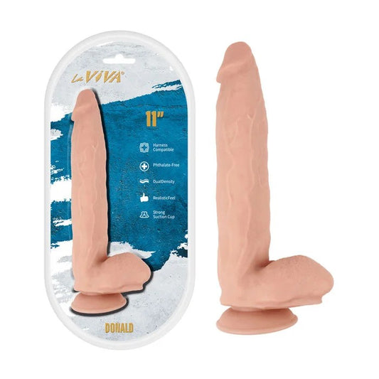 LaViva–“Donald”11″DualDensityDongWithBalls(LightFlesh)