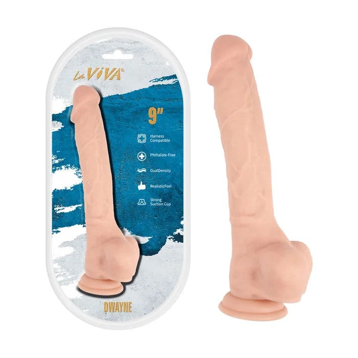 LaViva–“Dwayne”9″DualDensityDongWithBalls(LightFlesh)