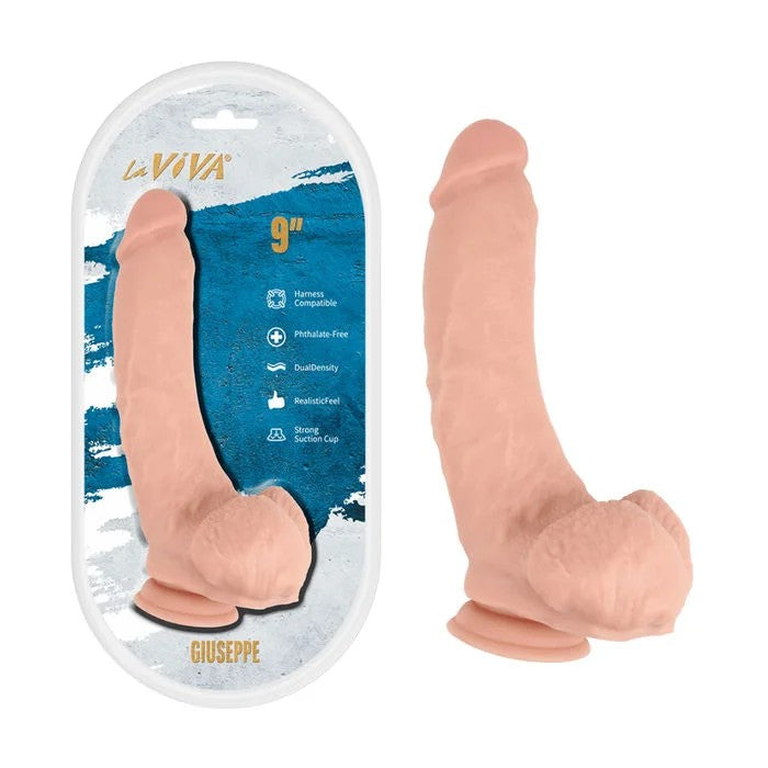 LaViva–“Giuseppe”9″DualDensityDongWithBalls(LightFlesh)
